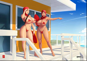 beach girl cute hentai - Baywatch Girl on Hijabi Beach by Hijabolic