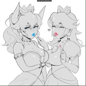 Mario Peach Porn Blowjob - Peach And Bowsette's Blowjob Competition comic porn | HD Porn Comics